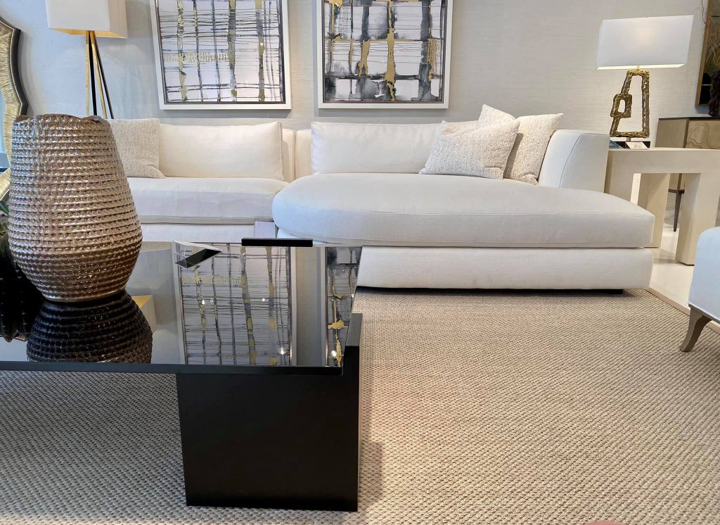 designer sofa and coffee table